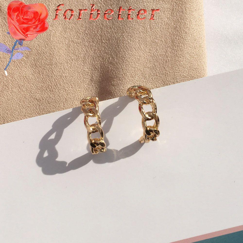 Đôi Khuyên Tai Hợp Kim Mạ Vàng / Bạc Trang Trí Chữ C Duyên Dáng Cho Nữ