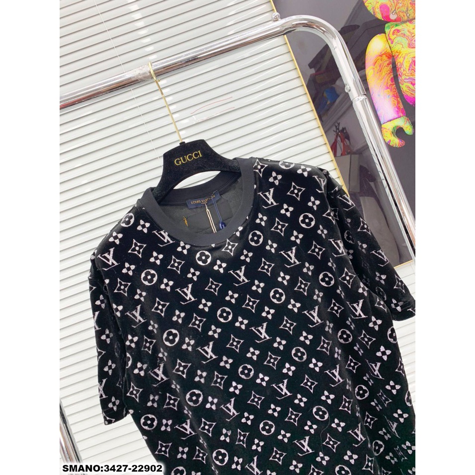 [Có video]Áo Thun Nam Họa Tiết LV cực Nét Chất Nhung Cực đẹp-Áo Phông Nam Nữ Cao Cấp