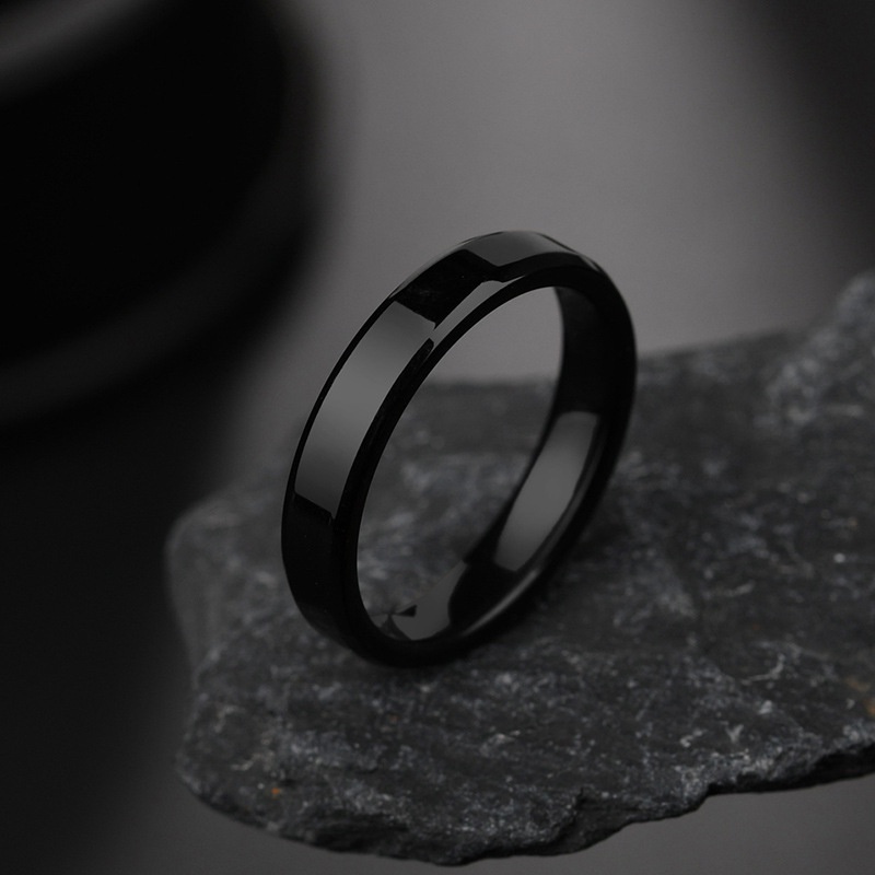 Nhẫn Thép Titan 4mm Màu Vàng / Bạc / Đen / Xanh Dương Đơn Giản Thời Trang Cho Nam Và Nữ