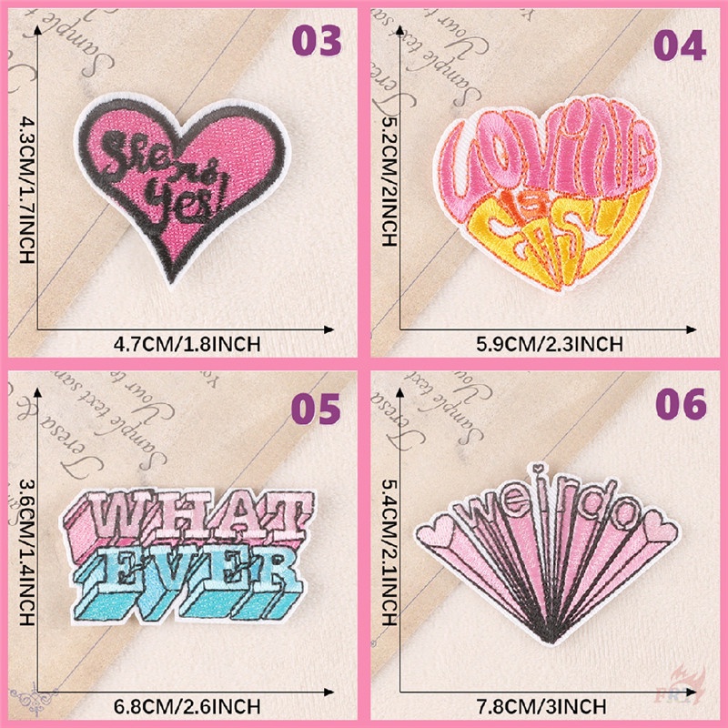 ♚ Weirdo Sticker Ủi Thêu Chữ Tiếng Anh ♚ 1 Miếng Dán Ủi Quần Áo Hình Trái Tim Mèo