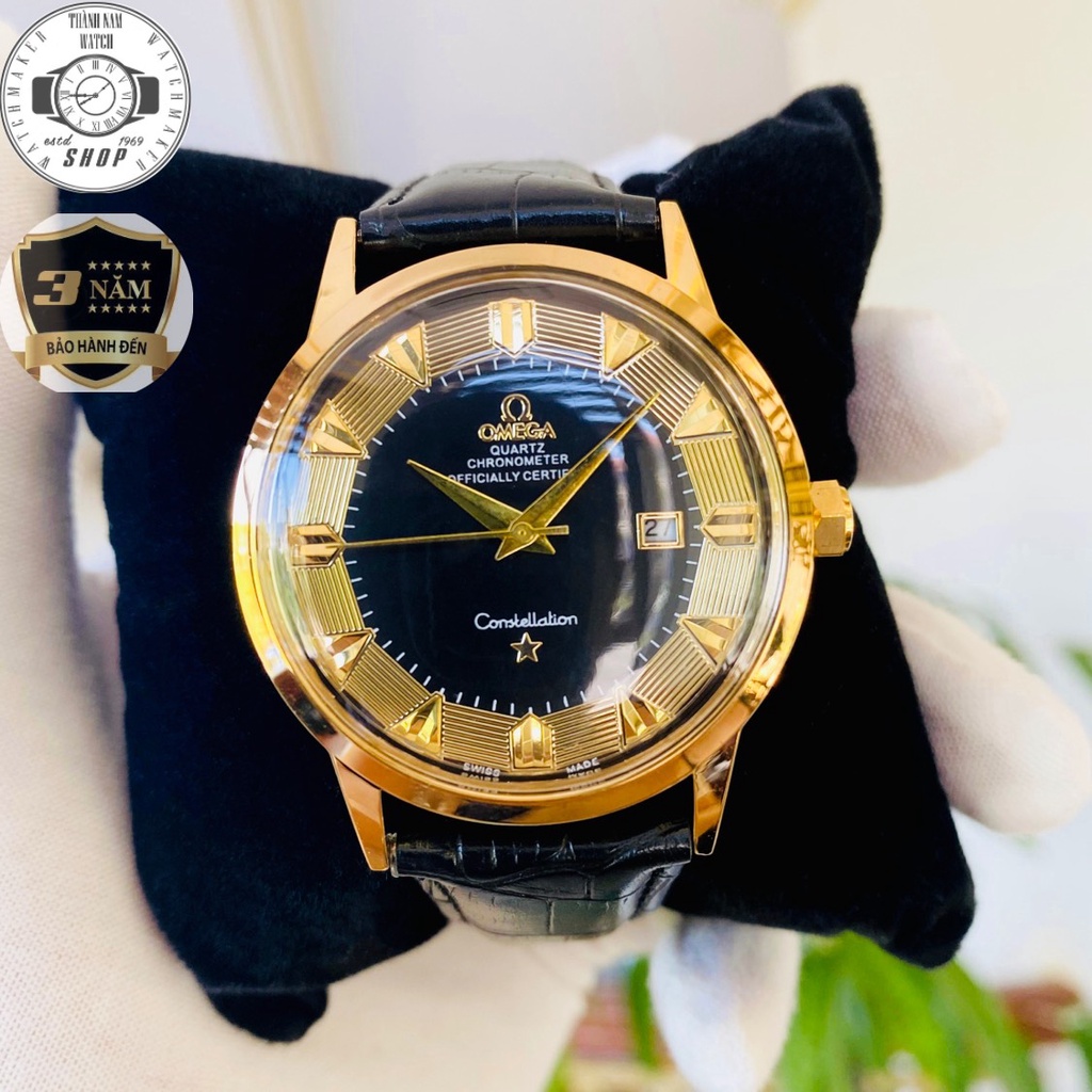 Đồng hồ Nam Omega OMG05 Dây da cao cấp, Full hộp, Mặt Sapphire chống xước, chống nước thẻ bảo hành 36 tháng