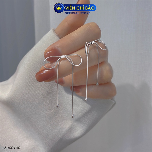 Bông tai bạc nữ Nơ Tiểu Thư chất liệu bạc 925 thời trang phụ kiện trang sức Viễn Chí Bảo B000100