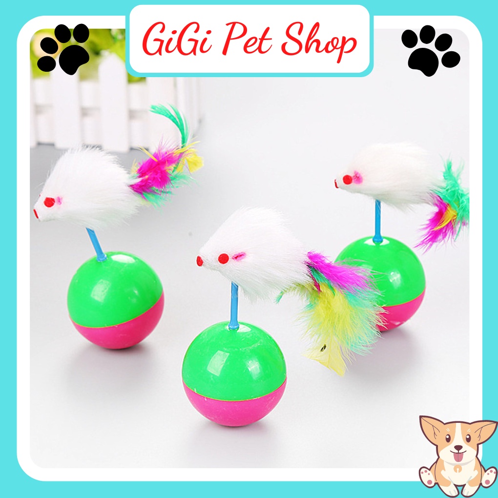 Quả bóng chuột lật đật đồ chơi dễ thương cho thú cưng chó mèo giảm stress tập vờn phụ kiện giá rẻ - GiGi Pet Shop