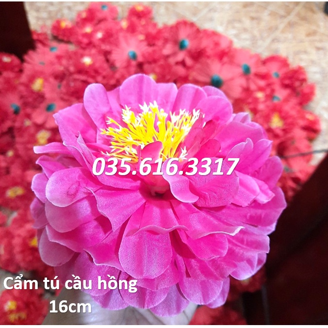 sỉ 1 đôi hoa múa cho bé, hoa cẩm tú cầu màu hồng, bằng vải, có chun cài, kt 16cm