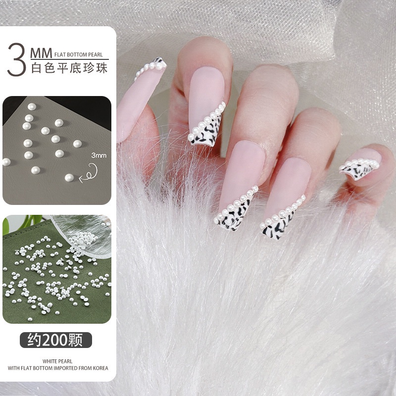 Gói 200 Hạt Ngọc Trai Nửa 2/3/4mm Cho dân nail