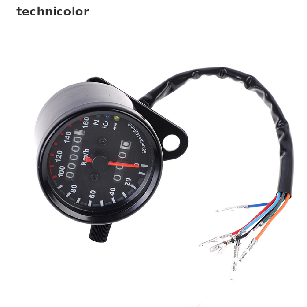 Đồng Hồ Đo Tốc Độ Kép 12V Màu Đen Có Đèn LED Báo Hiệu Cho Xe Máy