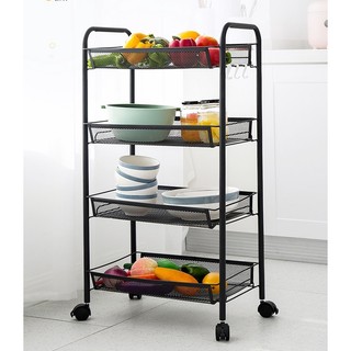 Kệ sắt xe đẩy 3 tầng, kệ 4 tầng để đồ đa năng