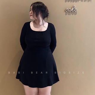 [BABIBEARBIGSZ] ĐẦM CỔ VUÔNG XOÈ TAY DÀI BIGSIZE 60-90KG