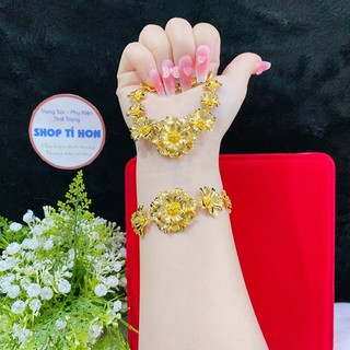 Lắc tay hoa xi vàng 24 cao cấp
