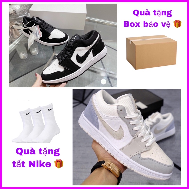 Giày _Jordan Paris + Panda, Jordan Cổ Thấp Xám Xanh, Đen Trắng Hàng Cao Cấp Full Box + Bill