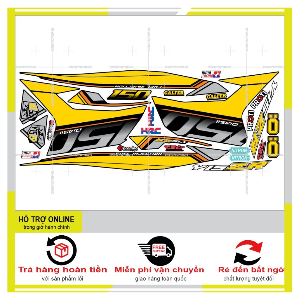 {TPHCM-FREE SHIP] TEM RỜI EXCITER 150 Y15ZR ( NHÁM)