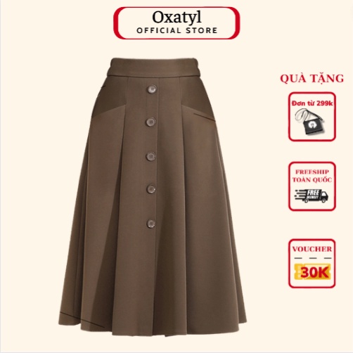 Chân Váy xếp ly có túi 2 bên Oxatyl M457 Chất vải dày phông cách thời trang công sở