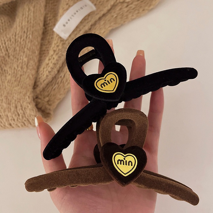 Kẹp Tóc Hình Trái Tim Lớn Bằng Nhung Phong Cách Cổ Điển Cho Nữ