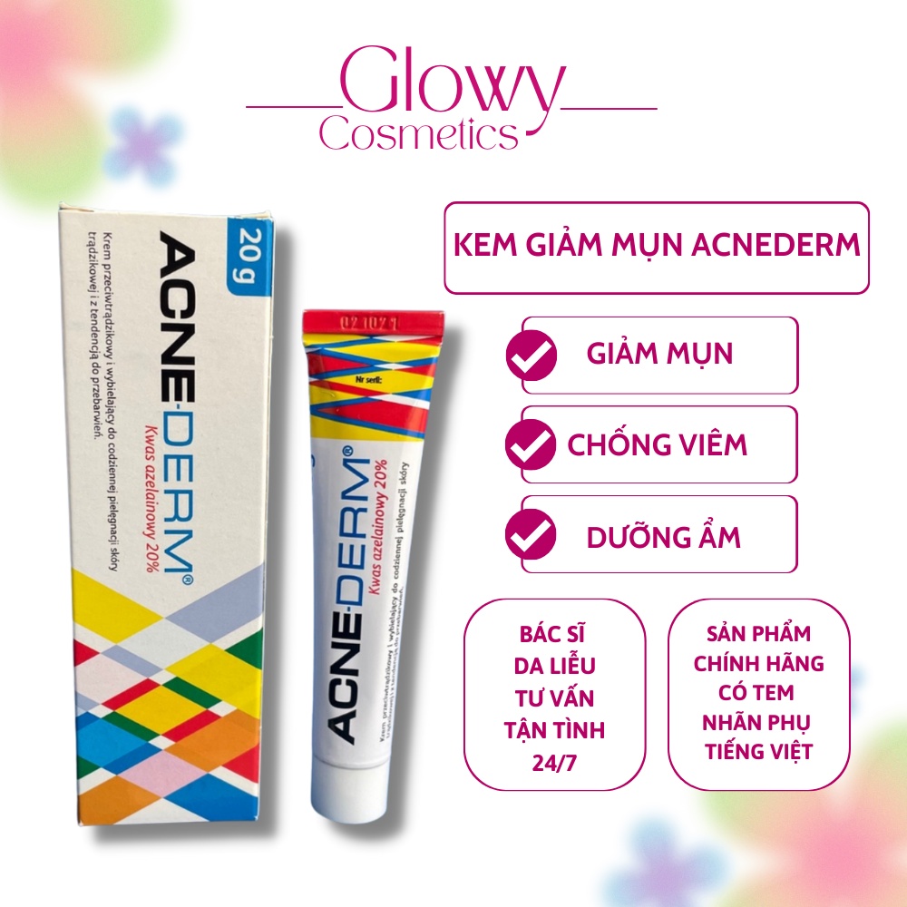 Kem Acnederm Giảm Mụn Mờ Thâm Acne Derm 20% Axit Azelaic 20g - Glowy Cosmetics