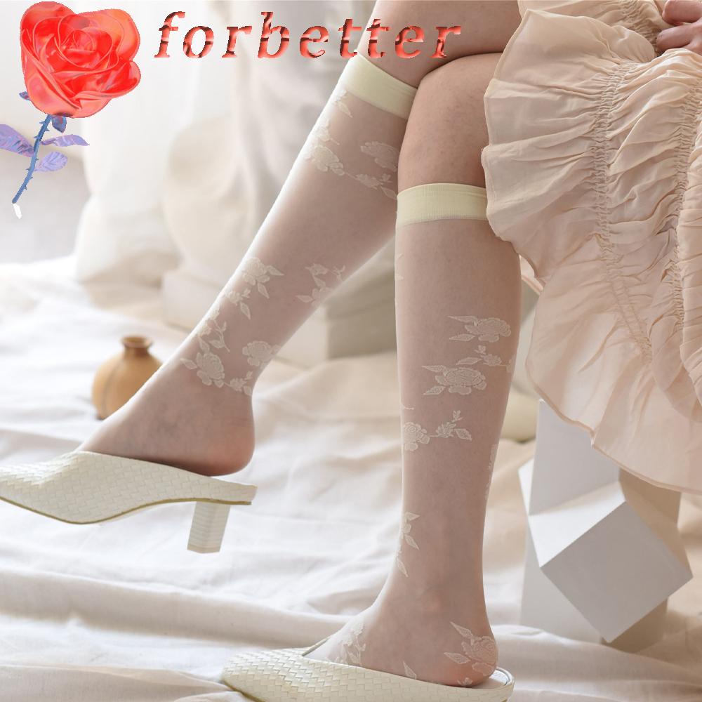 Vớ Lụa Trong Suốt Ống Trung Họa Tiết Hoa Hồng Thời Trang Quyến Rũ Cho Nữ