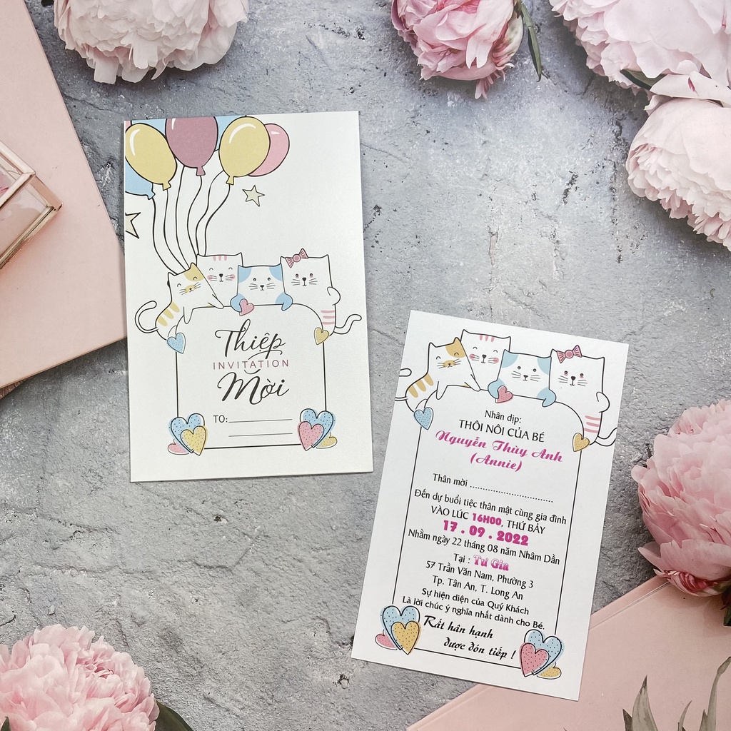 ✅|𝗦𝗵𝗼𝗽 𝗨𝘆 𝗧𝗶́𝗻| Thiệp Sinh Nhật - Thiệp Thôi Nôi - Thiệp Đầy Tháng Cho Bé Mèo