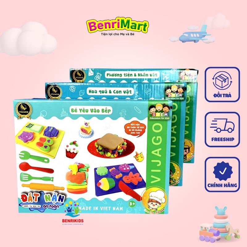 Đồ Chơi Đất Nặn An Toàn Làm Từ Bột Mì Kèm Khuôn Tạo Hình Đất Nặn VIJAGO