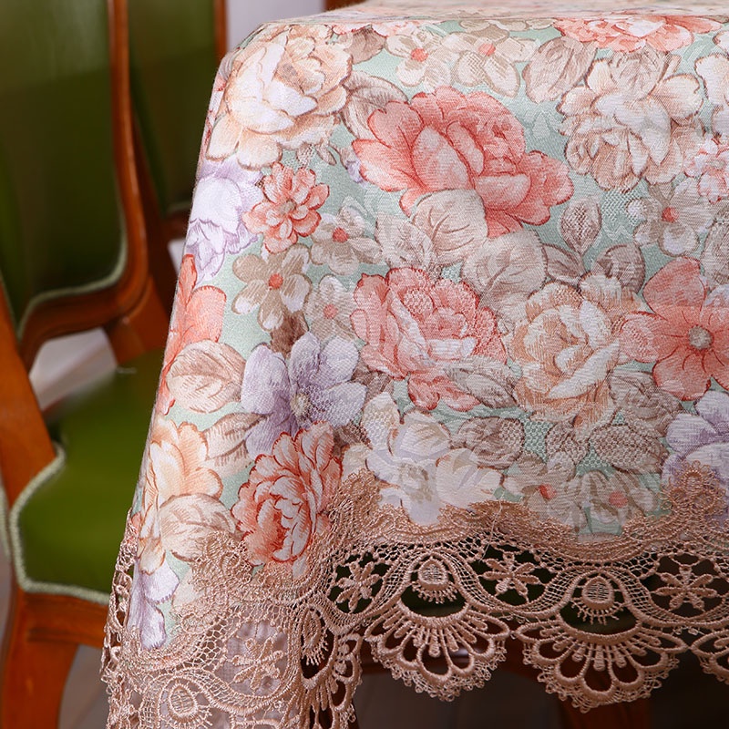 Khăn Trải Bàn Vải Lanh Hình Chữ Nhật In Hoa Nhiều Màu Kiểu Vintage