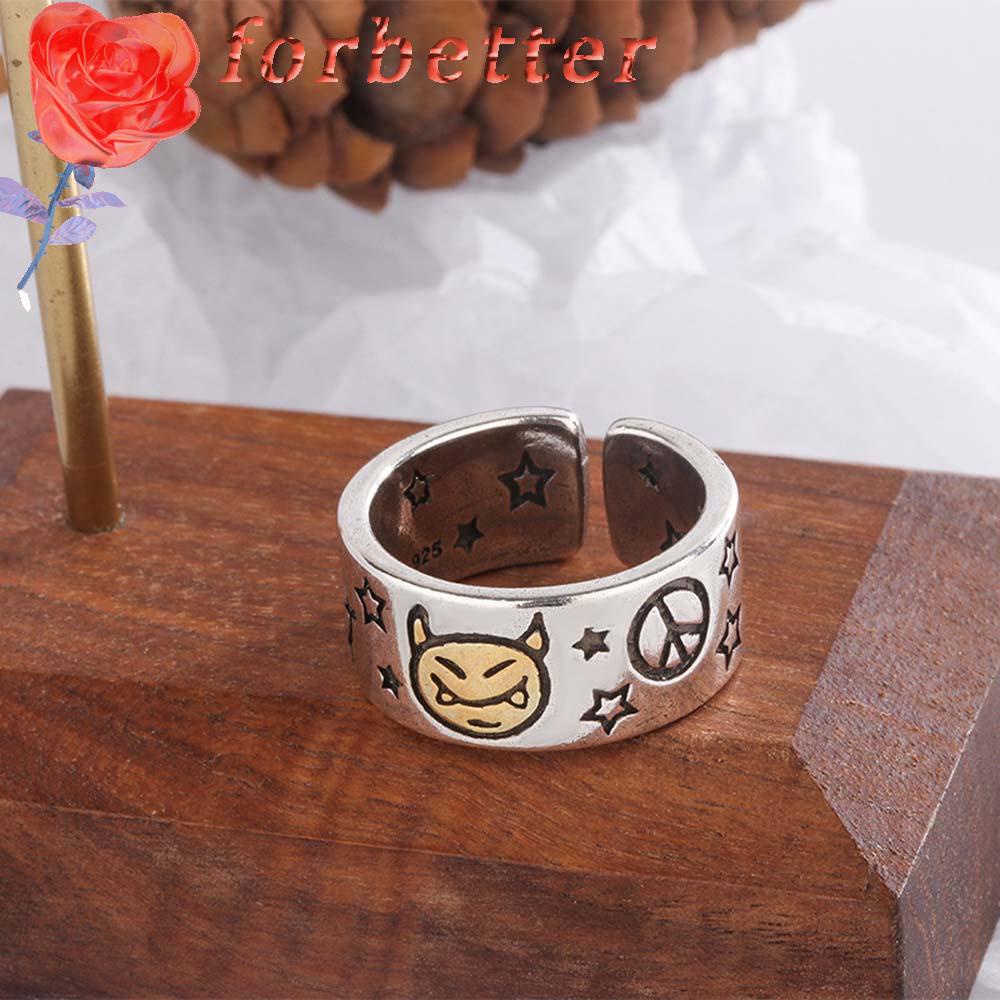 Nhẫn Đeo Ngón Tay Hình Ngôi Sao Ác Quỷ Thời Trang Hip Hop Hàn Quốc Cổ Điển Dành Cho Nam Và Nữ