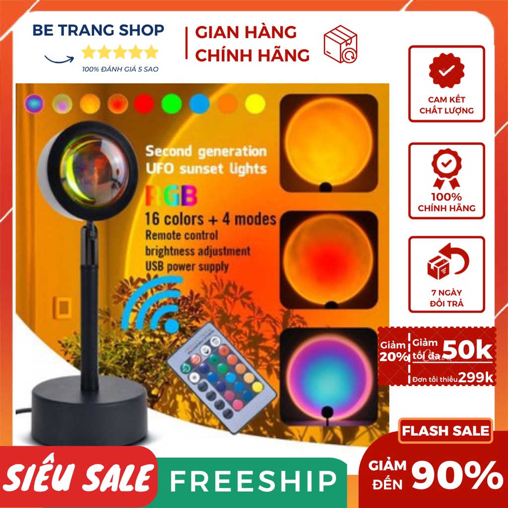 Đèn hoàng hôn 4 màu có điều khiển đèn led sống ảo tiktok dành cho giới trẻ