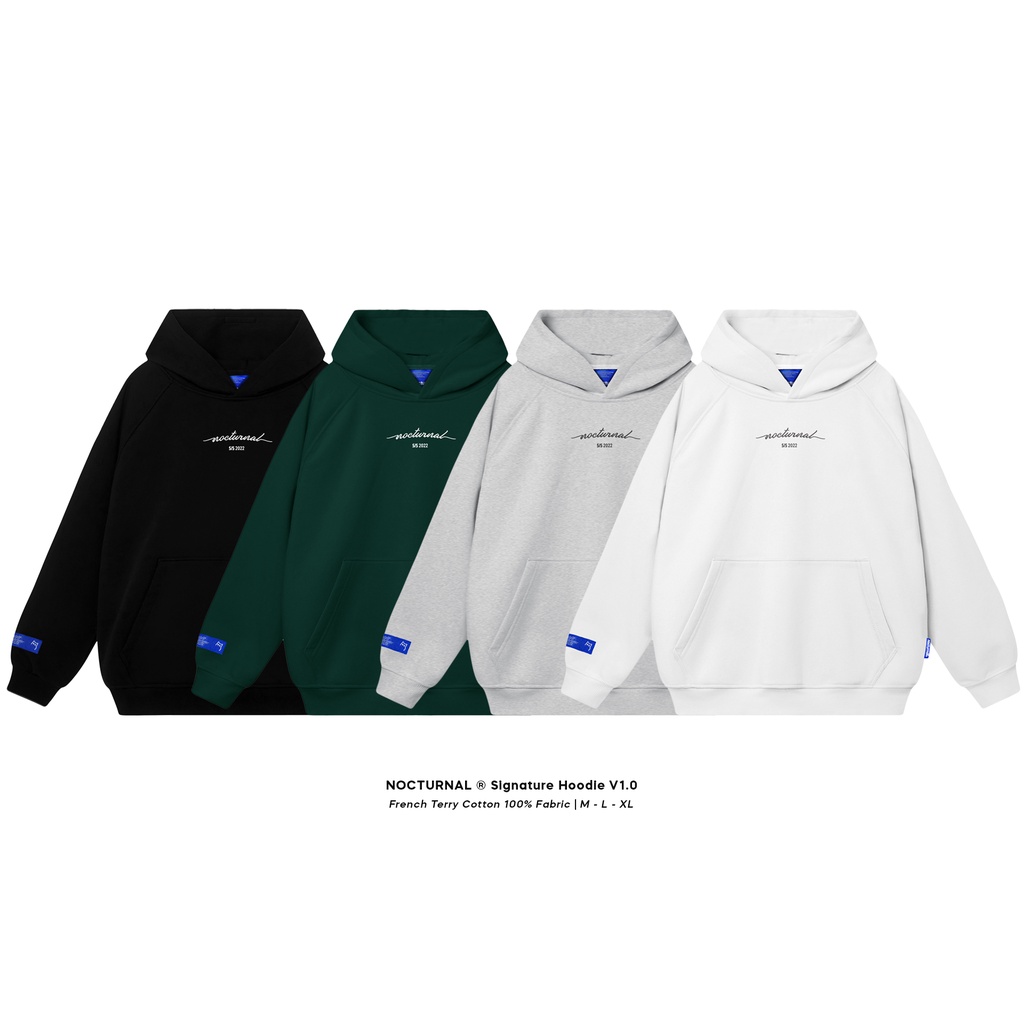 Áo Hoodie Form Rộng NOCTURNAL Signature V1.0 Basic Nỉ Bông Unisex Local Brand