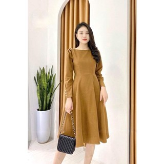 Váy nhung cổ thuyền thiết kế 02