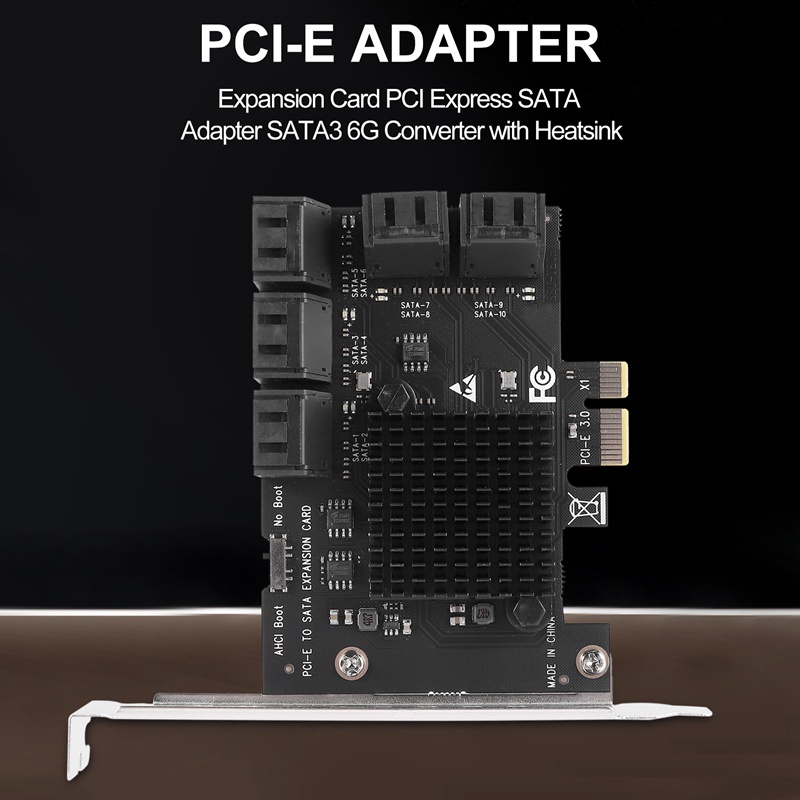 Card Mở Rộng 10 Cổng SATA 3.0 Sang PCIe X1 SATA 3 6G Kèm Tản Nhiệt Cho Windows