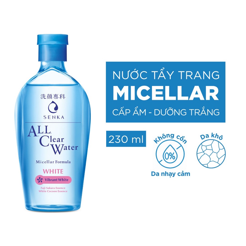 Nước tẩy trang dưỡng trắng Senka All Clear Water Micellar Formula White (230ml)