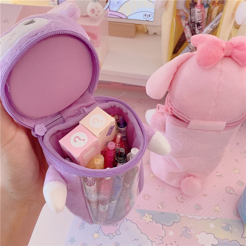SANRIO Túi Đựng Bút Hình Thỏ Nhồi Bông Kuromi My Melody Cinnamoroll Dễ Thương Cho Bé Gái