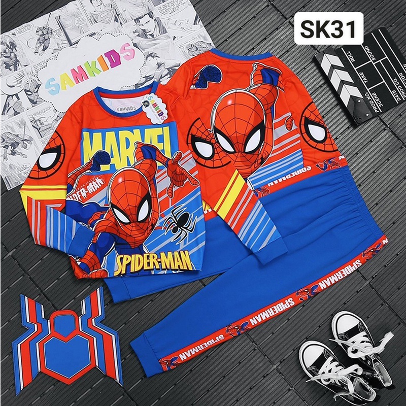 Đồ bộ siêu nhân cho bé trai dài tay nhện, hulk, người dơi chất vải thun cực đẹp mẫu mới nhất B179