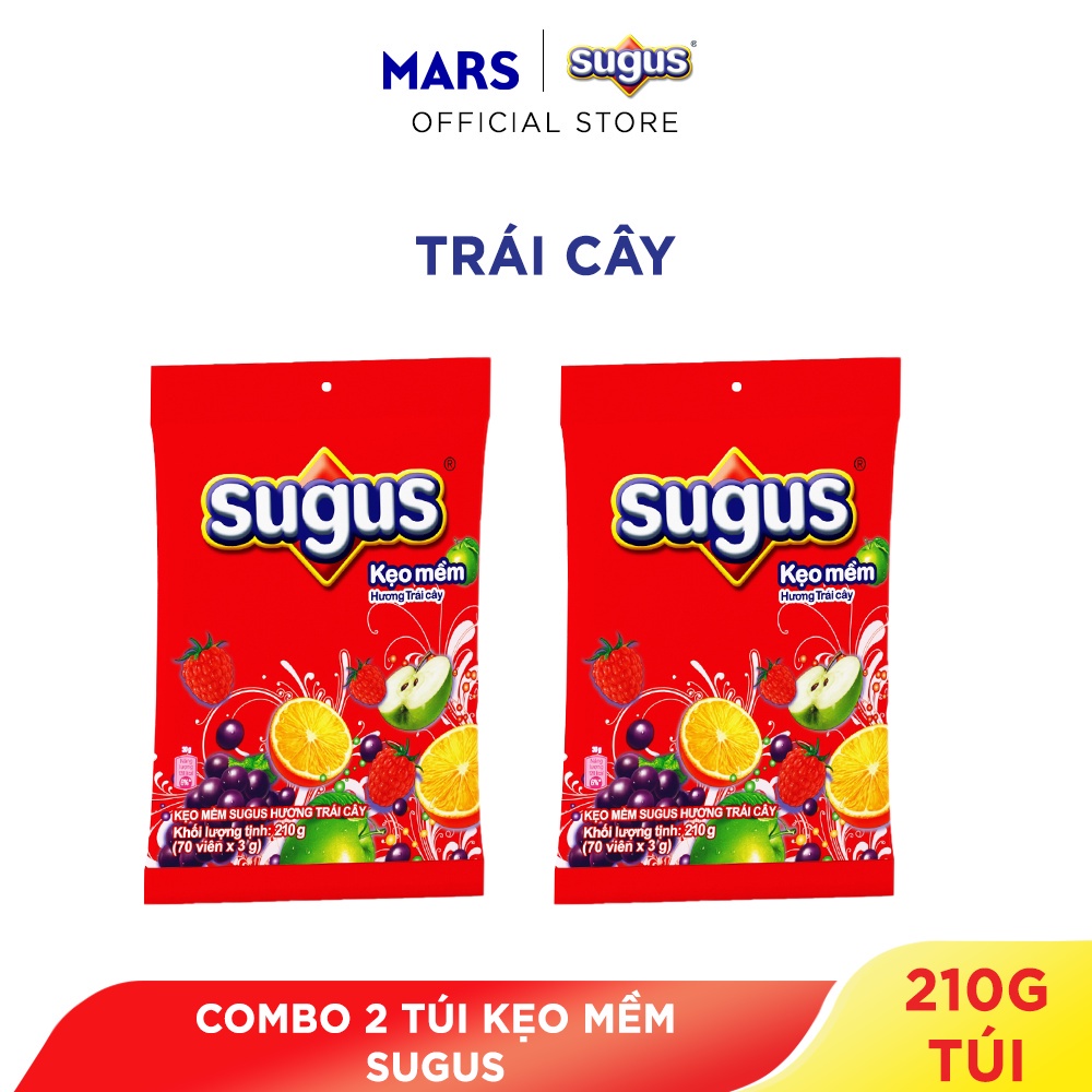 Combo 2 Túi Kẹo Mềm Sugus Hương Trái Cây Túi 210g