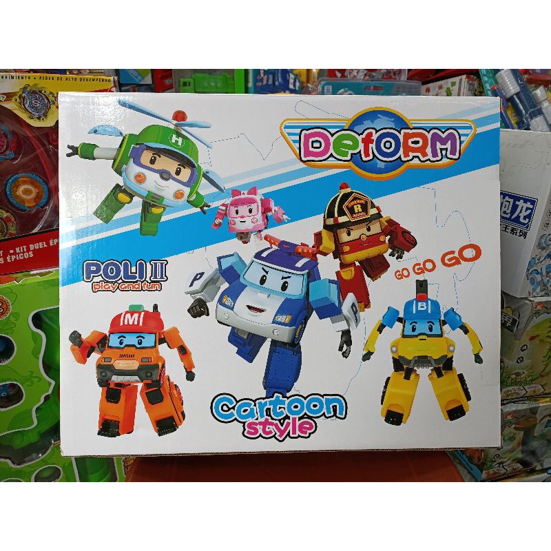 Hộp đồ chơi lắp ghép Robot biến hình thành xe ô tô POLI 381D