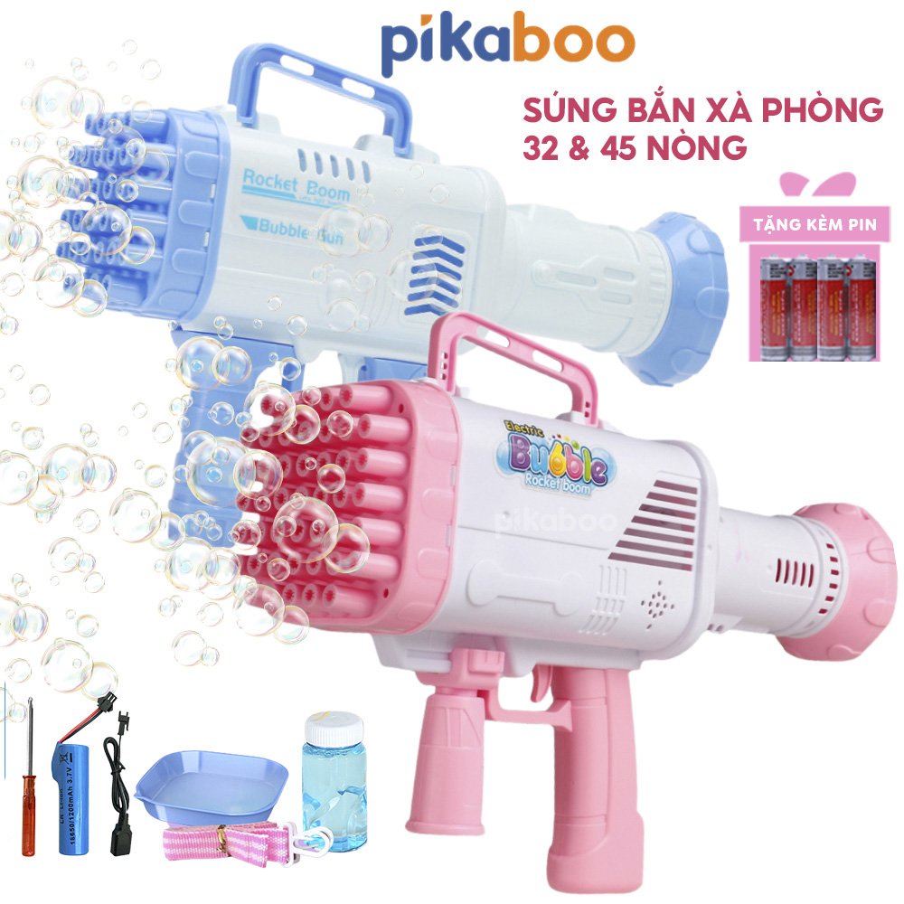 Súng bắn bong bóng xà phòng Pikaboo thiết kế 32 và 45 nòng bắn nhiều bóng hơn chơi thú vị hơn chất liệu nhựa ABS an toàn