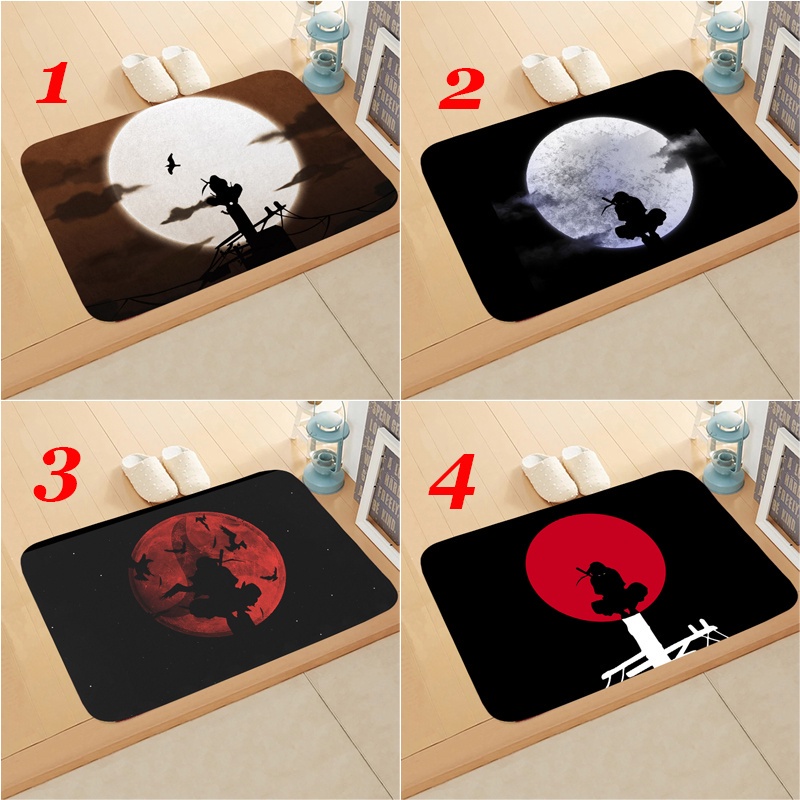 Thảm lót cửa chùi chân Chống Trượt In Logo Naruto Uchiha Clan Itachi Nhật Bản 60x40cm