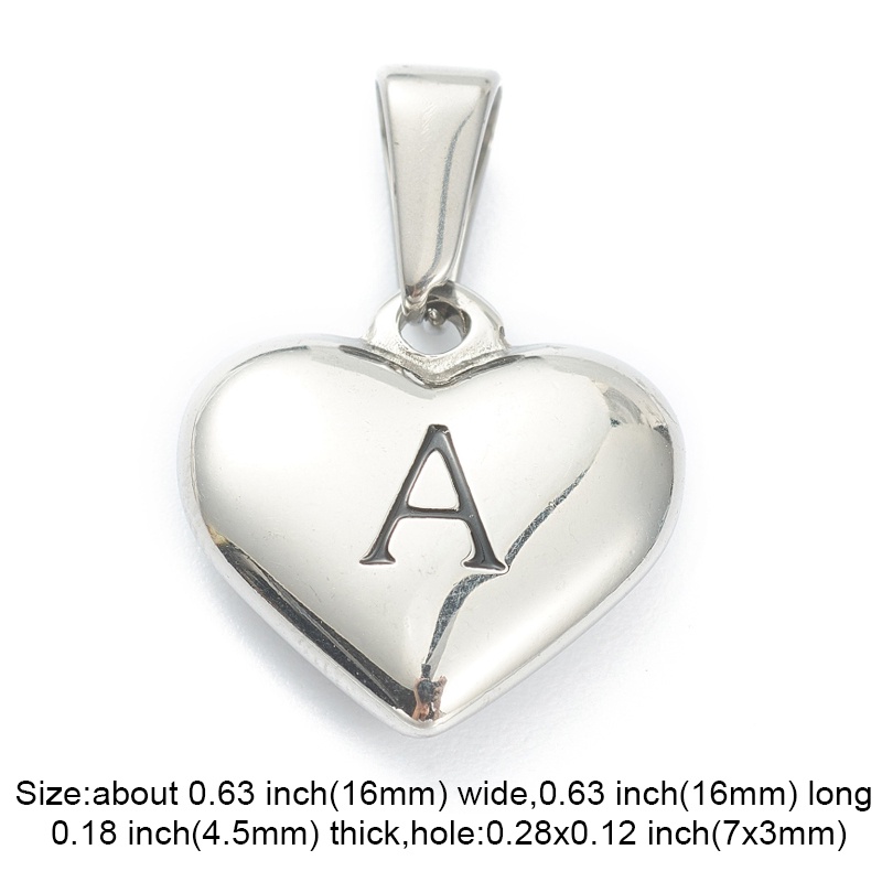 1 Mặt Dây Chuyền Hình Trái Tim Bằng Thép Không Gỉ 304 Kích Thước 16x16x4.5mm: 7x3mm
