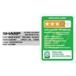 Nồi cơm cao tần Sharp 1.8 lít KS-IH191V-GL