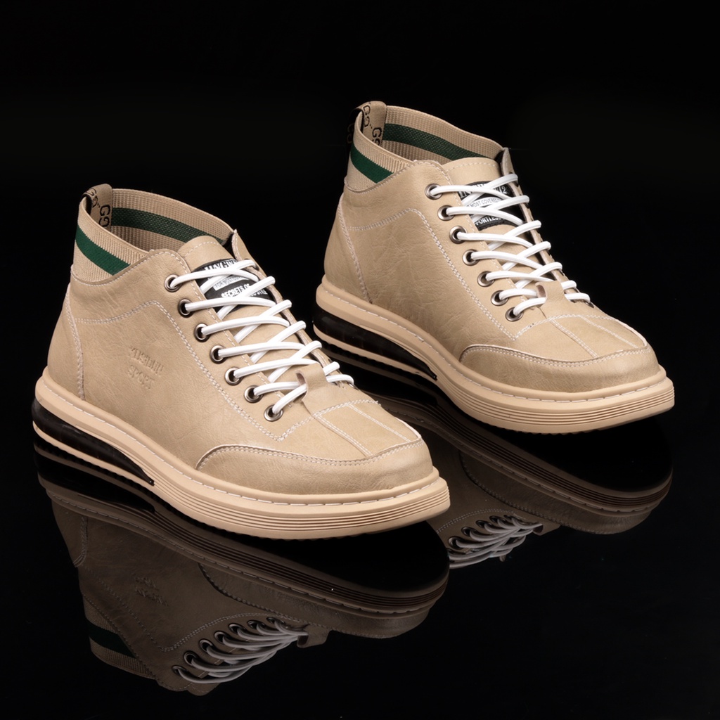 Giày sneaker nam BARITTA cổ lửng da nappa dây thông minh co giãn đế cao su đệm hơi tăng 3cm -  BRT06