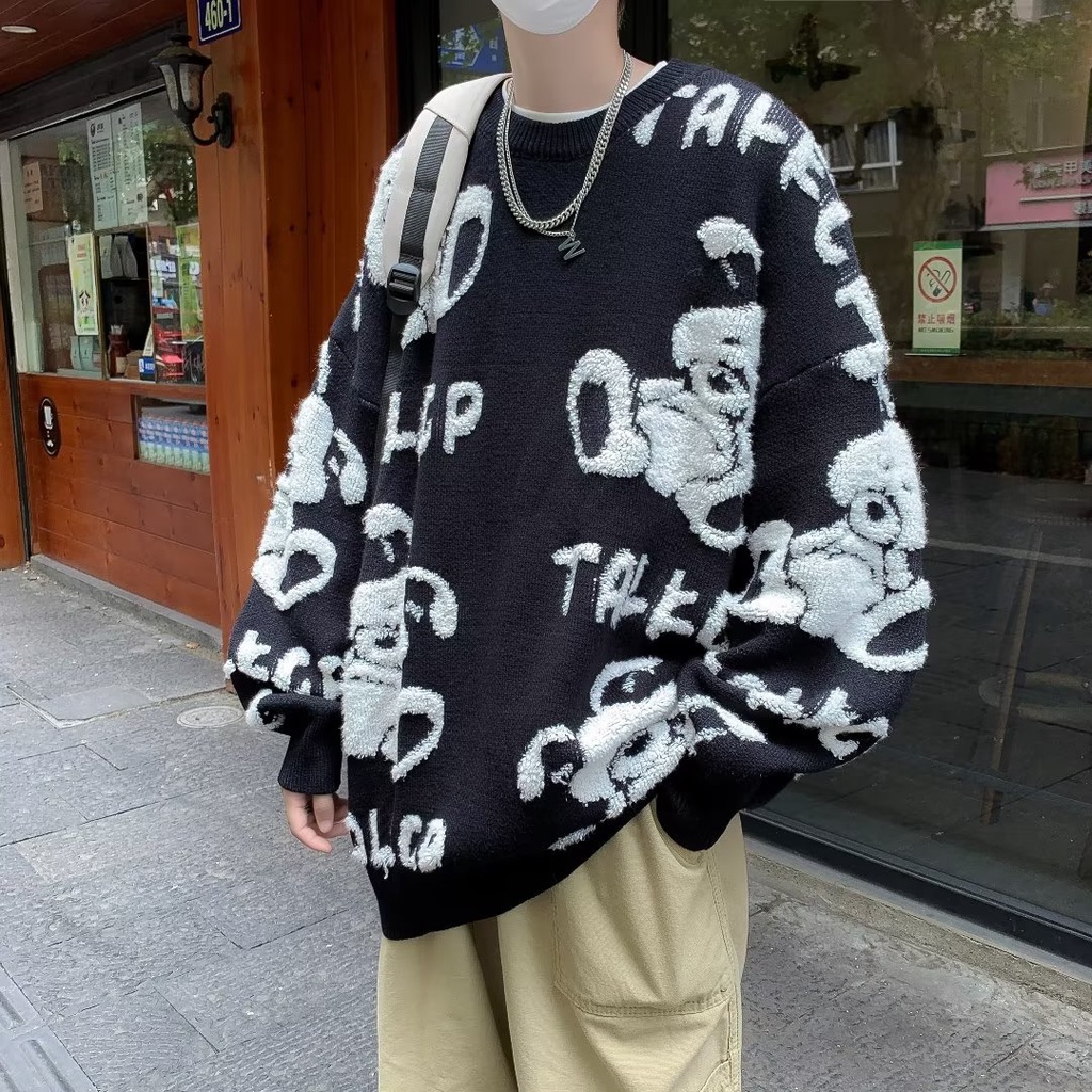 Áo len thêu trung tính áo len nam giáng sinh unisex phong cách hàn quốc áo sweater form rộng simple đồ đôi fashion áo sweater trơn