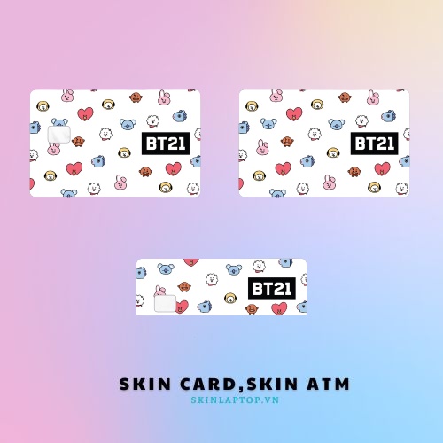 Miếng Dán Thẻ Card BT21 | SKIN ATM, Thẻ Xe, Thẻ Từ, Thẻ Chung Cư Trang Trí - Chất Liệu Decal Vinyl Chống Nước