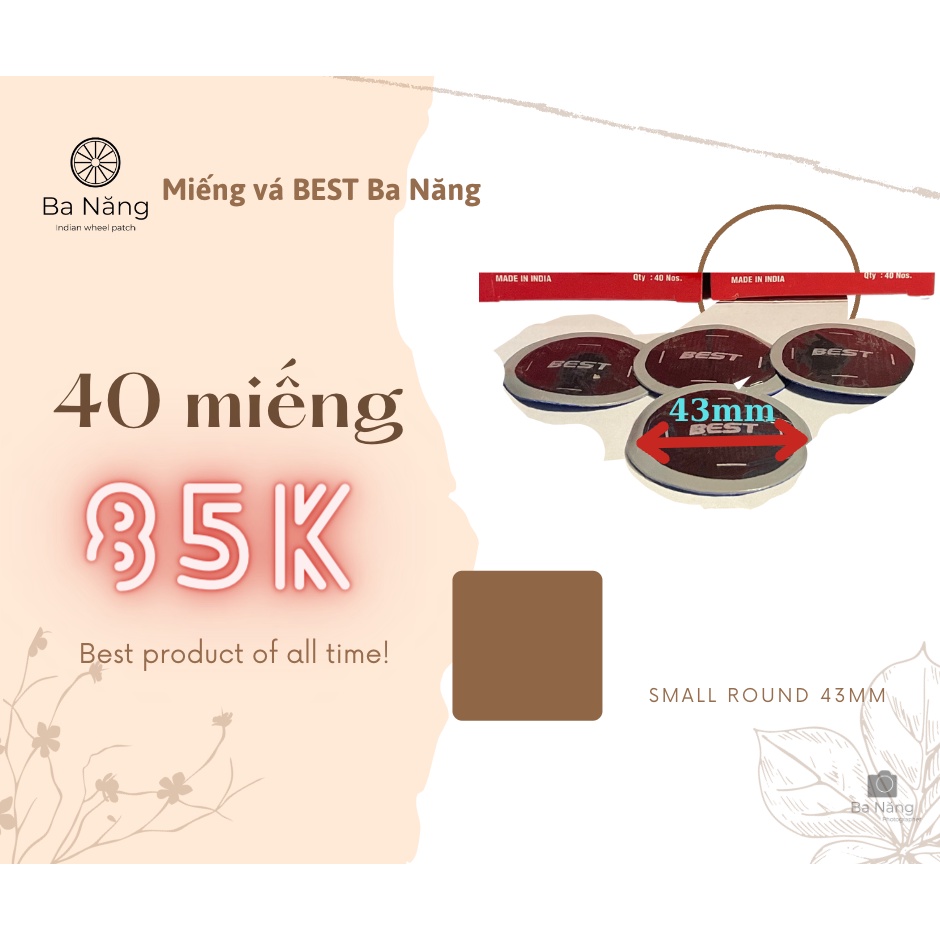 Miếng vá săm, vá ruột, vá lốp, vá vỏ xe máy, ôtô BEST hình tròn (Small round 43mm) (Hộp 40 miếng)