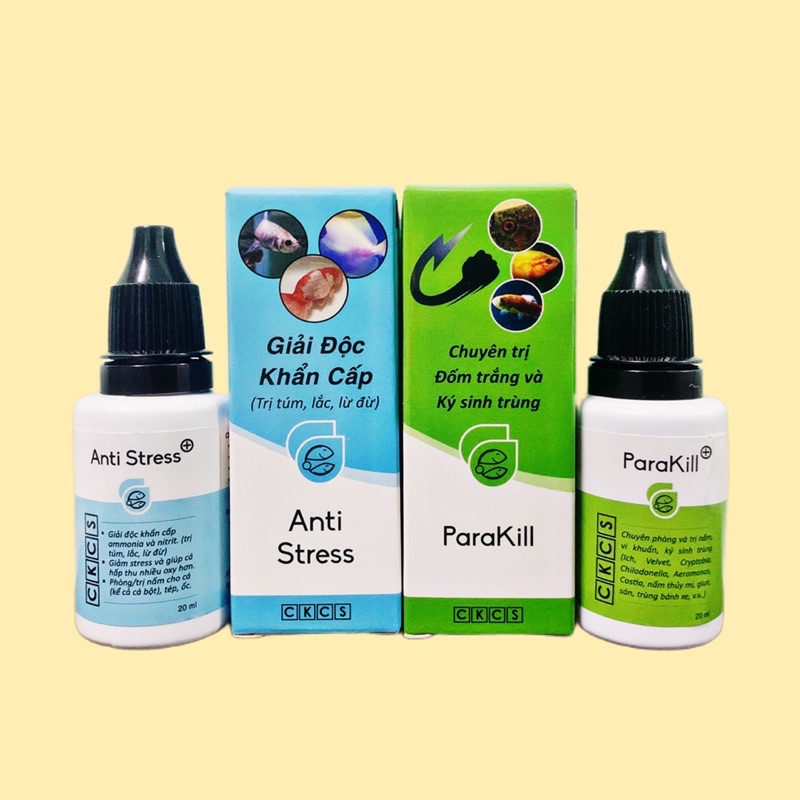 Anti Stress (20ml) & ParaKill (20ml) - Giải Độc Khẩn Cấp & Phòng Các Loại Nấm Cho Cá