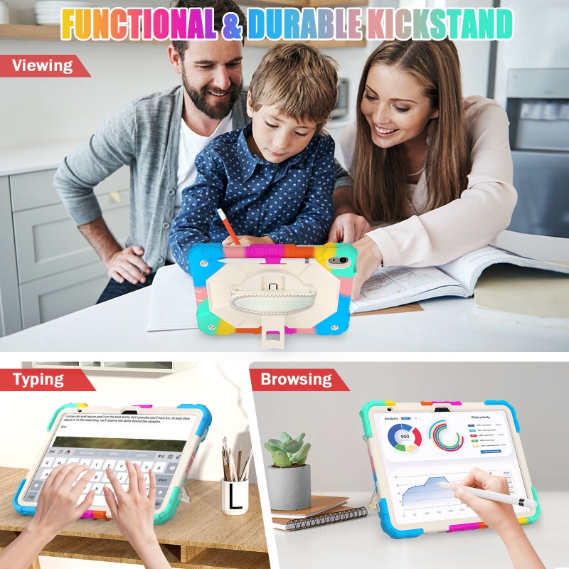 Ốp Máy Tính Bảng Có Dây Đeo Vai / Tay Cầm Xoay Chống Sốc Cho iPad 10th Gen 10.9 2022 9th 8th 7th 6th 5th Gen / Air 5 Air 4 / Pro 11 2022 2021 2020 2018 / Mini 6