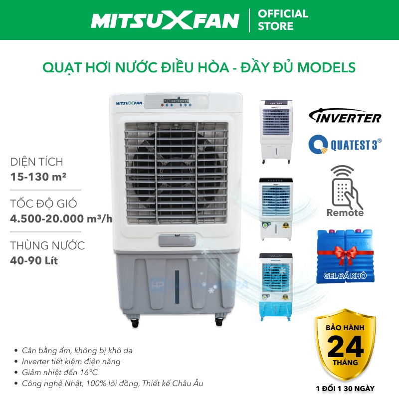 Quạt Hơi Nước MITSUXFAN Inverter Đủ Phiên Bản, Diện Tích 15-130 m², Quạt Điều Hòa Tiết Kiệm Điện - Hàng Chính Hãng
