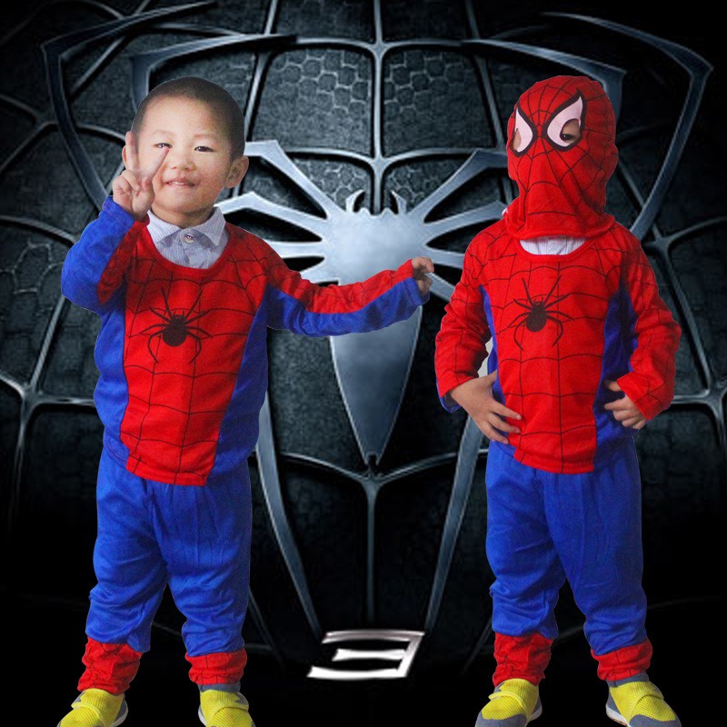 SET Khiên thủ áo choàng đồ bộ hoá trang người nhện Spiderman đồ chơi siêu nhân cho bé