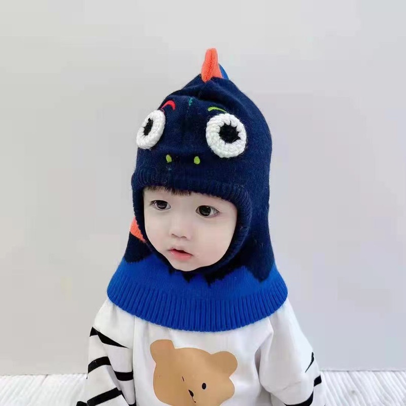 Set Nón Len Và Khăn Choàng Cổ Hình Khủng Long Đáng Yêu Cho Bé
