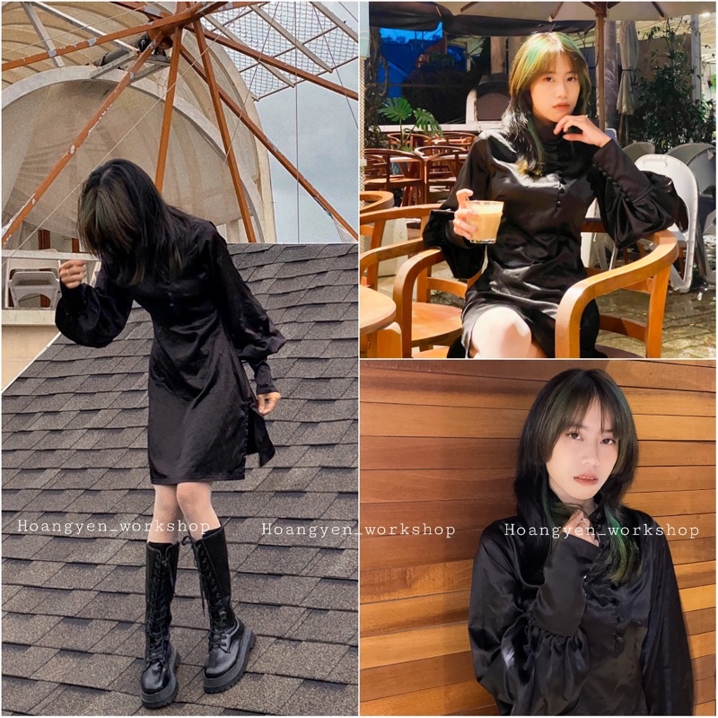 Mandarin Dress - đầm satin cổ tàu