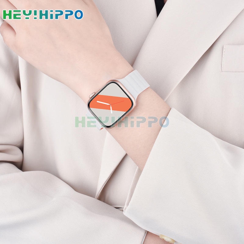 Dây Đeo Đồng Hồ Bằng Silicone Khóa Nam Châm 49mm Cho iwatch ultra 8 7 6 se 5 4 3 45mm 41mm 44mm 40mm 42mm 38mm