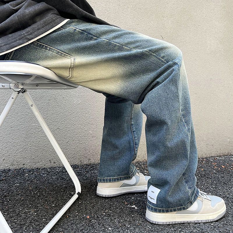 Quần Jean Dài Dáng Rộng Phong Cách Retro Mỹ Thời Trang Mùa Thu Cá Tính Cho Nam