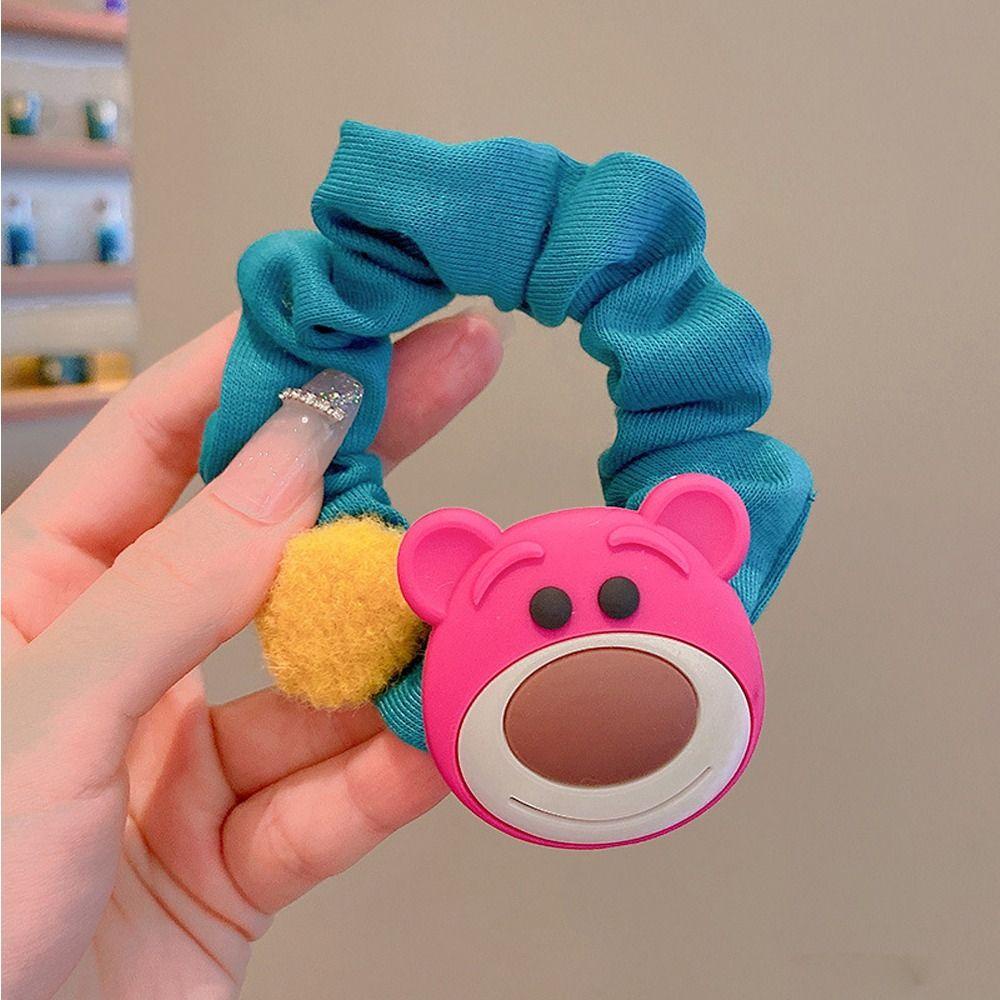Dây Cột Tóc Đuôi Ngựa Hình Gấu / Dâu Tây Hoạt Hình Đính Quả Bông Dễ Thương Cho Bạn Gái