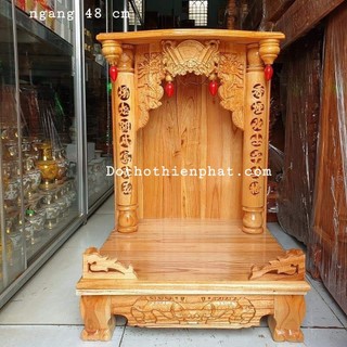 Bàn thờ thần tài ông địa 48x68 gỗ xoan quỳ hộp mẫu mới rất đẹp